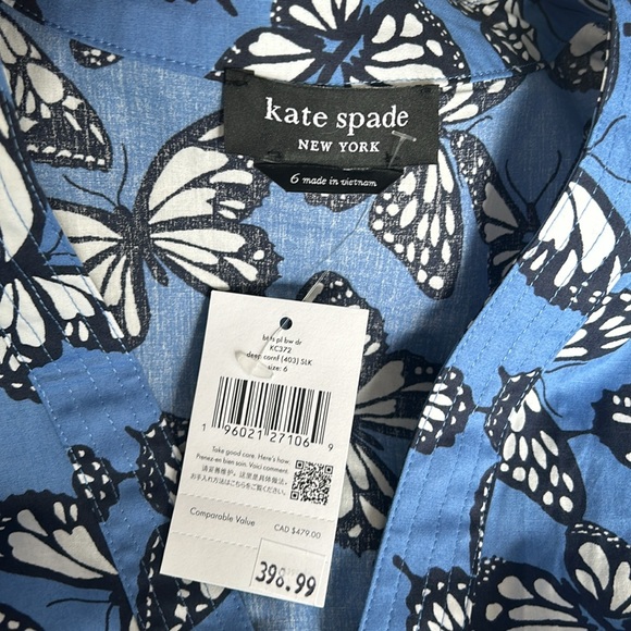 NWT Kate Spade Poplin Bow Butterfly Print Dress size 6 - Picture 14 of 15